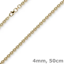 4mm Rund-Ankerkette Kette Collier Halskette 750 Gold Gelbgold 50cm Halsschmuck