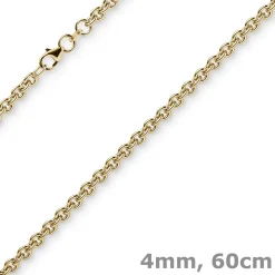 4mm Rund-Ankerkette Kette Collier Halskette 750 Gold Gelbgold 60cm Halsschmuck