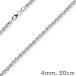 4mm Rund-Ankerkette Kette Collier Halskette 750 Gold Weißgold 50cm Halsschmuck