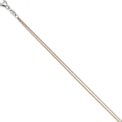 2mm Rundankerkette Kette Collier, 2-reihig, 585 Gold bicolor, Damen, 42cm