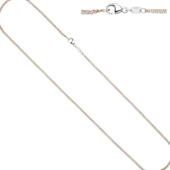 2mm Rundankerkette Kette Collier, 2-reihig, 585 Gold bicolor, Damen, 42cm