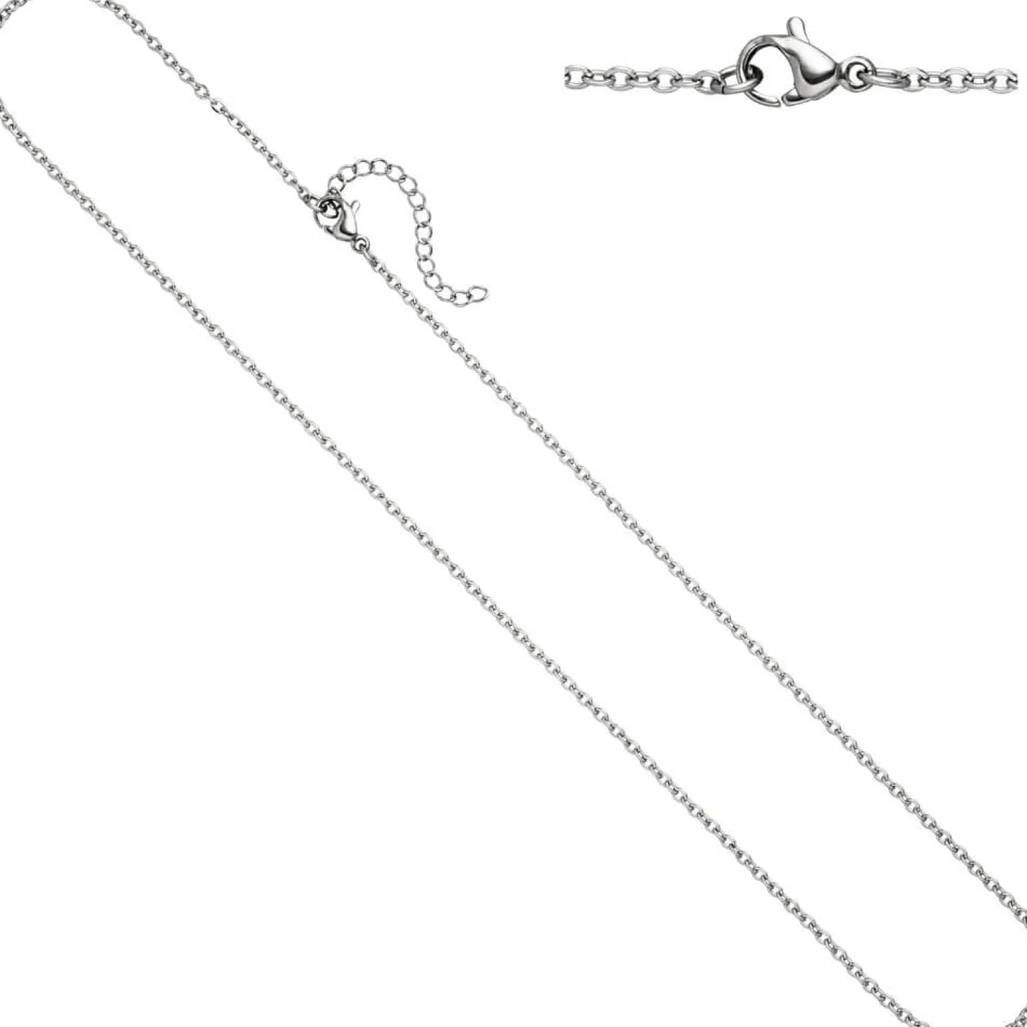 2mm Rundankerkette Kette Halskette Collier aus Edelstahl in Silberfarbe 46cm
