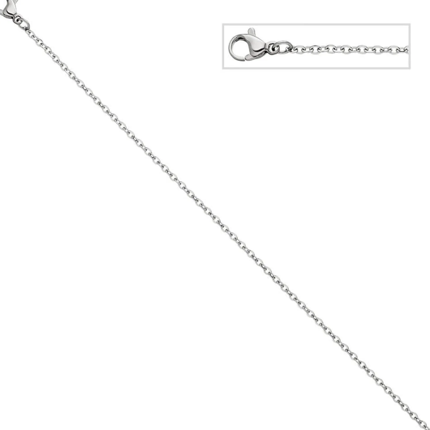 2mm Rundankerkette Kette Halskette Collier aus Edelstahl in Silberfarbe 46cm