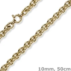 10mm Rund-Ankerkette Ringelkette Halsschmuck Collier aus 585 Gold Gelbgold 50cm