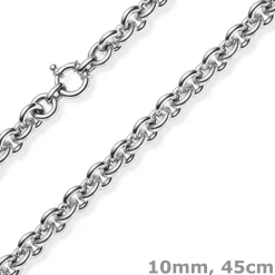 10mm Rund-Ankerkette Ringelkette Halsschmuck Collier aus 585 Gold Weißgold 45cm