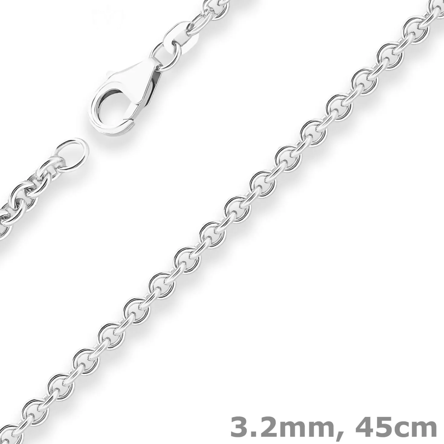 3,2mm Rund-Ankerkette Silberkette Collier Halskette aus 925 Silber 45cm