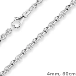 4mm Rund-Ankerkette Silberkette Collier Halskette aus 925 Silber 60cm