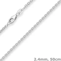 2,4mm Rund-Ankerkette Silberkette Collier Halskette aus 925 Silber 50cm