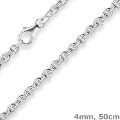 4mm Rund-Ankerkette Silberkette Collier Halskette aus 925 Silber 50cm