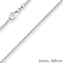 2mm Rund-Ankerkette Silberkette Collier Halskette aus 925 Silber rhodiniert 60cm
