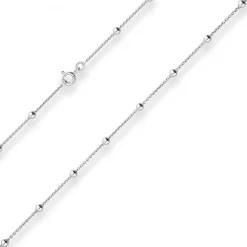 1,3mm Rund-Ankerkette Silberkette Collier Kugel Halskette aus 925 Silber 50cm