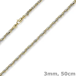 3mm runde Königskette Halskette Kette aus 585 Gold gelb/weiß bicolor 50cm