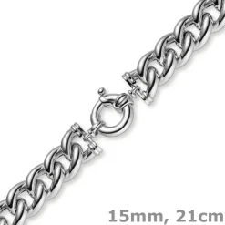 15mm Rundpanzer Armband Armkette Armschmuck 585 Gold Weißgold, 21cm