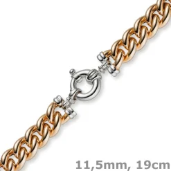 11,5mm Rundpanzer Armband Armkette 585 Gold Rotgold & Weißgold, 19cm