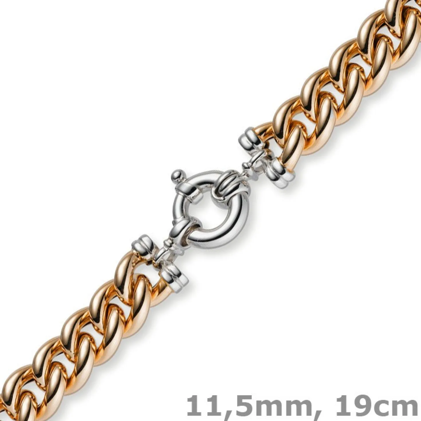 11,5mm Rundpanzer Armband Armkette 585 Gold Rotgold & Weißgold, 19cm
