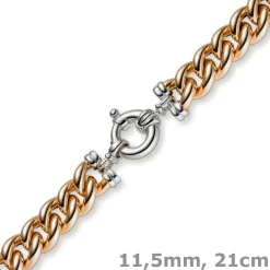 11,5mm Rundpanzer Armband Armkette 585 Gold Rotgold & Weißgold, 21cm