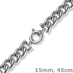 15mm Rundpanzer Kette Collier Halsschmuck aus 585 Gold Weißgold, 45cm