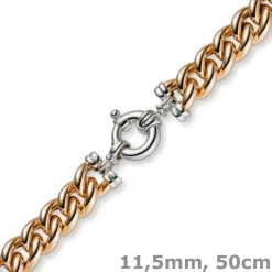 11,5mm Rundpanzer Kette Collier Halsschmuck 585 Gold Rotgold & Weißgold, 50cm
