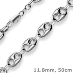 11,8mm Schiffsankerkette Kette Collier Halskette aus 925 Silber rhodiniert 50cm