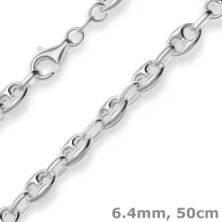 6,4mm Schiffsankerkette Silberkette Collier Halskette aus 925 Silber 50cm