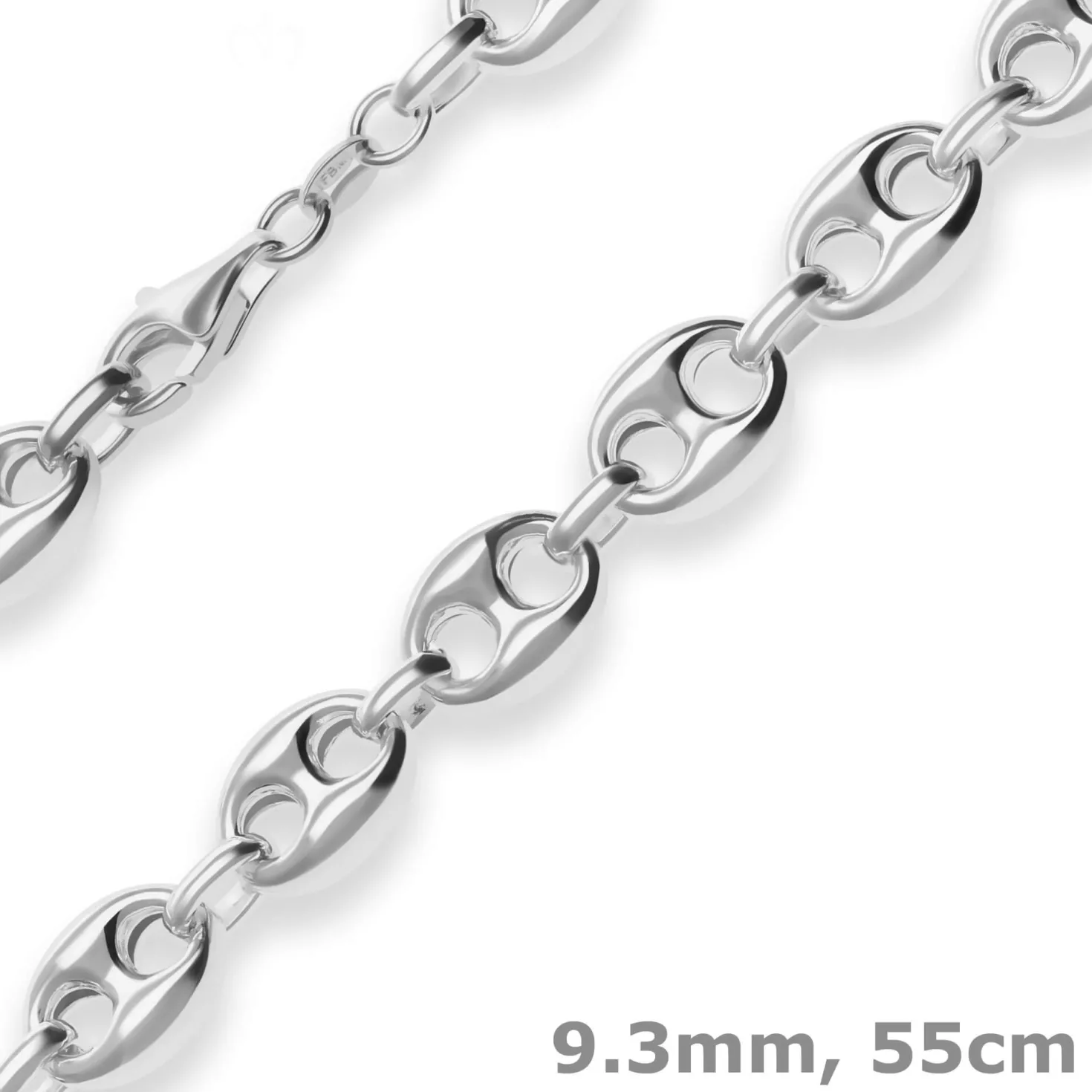 9,3mm Schiffsankerkette Silberkette Collier Halskette aus 925 Silber 55cm