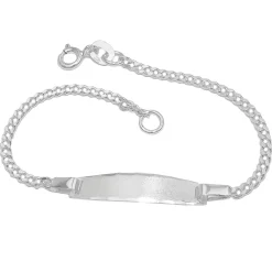 2mm Schildarmband Panzerkette mit mattierten Gravurplatte aus 925 Silber, 14cm