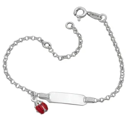 2,2mm Schildband Armband für Kinder Rundankerkette Marienkäfer 925 Silber 17,5cm
