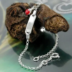2,2mm Schildband Armband für Kinder Rundankerkette Marienkäfer 925 Silber 17,5cm