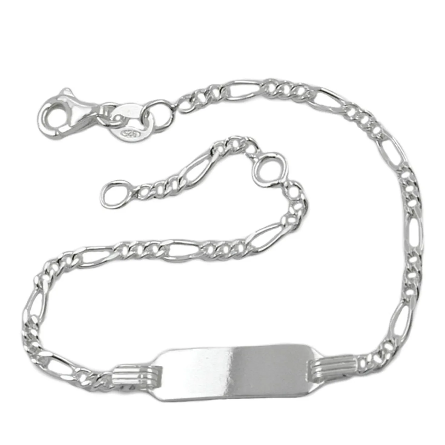 2,2mm Schildband Armkette Figarokette aus 925 Silber für Kinder, 16cm