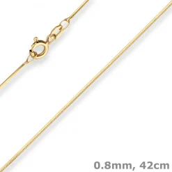 0,8mm Schlangenkette diamantiert Collier Halskette aus 375 Gold Gelbgold 42cm
