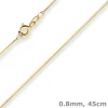 0,8mm Schlangenkette diamantiert Collier Halskette aus 585 Gold Gelbgold 45cm