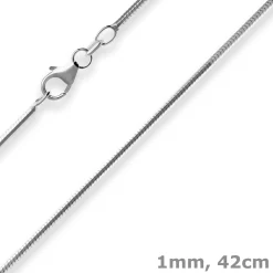 1mm Schlangenkette diamantiert Collier Halskette aus 925 Silber rhodiniert 42cm