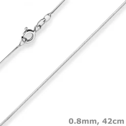 0,8mm Schlangenkette diamantiert Kette Collier aus 925 Silber rhodiniert 42cm