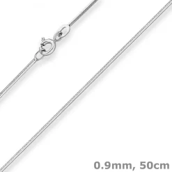 0,9mm Schlangenkette diamantiert Kette Collier aus 925 Silber rhodiniert 50cm