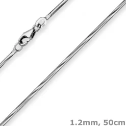 1,2mm Schlangenkette diamantiert Kette Collier aus 925 Silber rhodiniert 50cm