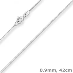 0,9mm Schlangenkette diamantiert Kette Collier Halskette aus 925 Silber 42cm