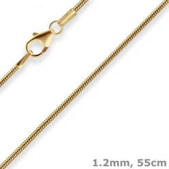 1,2mm Schlangenkette Goldkette Collier Halskette aus 333 Gold Gelbgold 55cm
