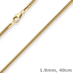 1,9mm Schlangenkette Goldkette Collier Halskette aus 333 Gold Gelbgold 40cm