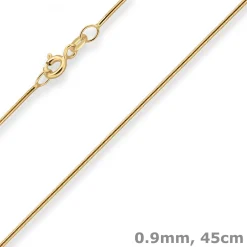 0,9mm Schlangenkette Goldkette Collier Halskette aus 585 Gold Gelbgold 45cm