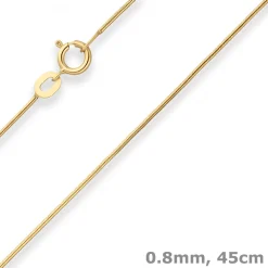 0,8mm Schlangenkette Goldkette Collier Halskette aus 333 Gold Gelbgold 45cm