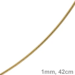 1mm Schlangenkette Kette Collier aus 750 Gold Gelbgold, Goldkette 42cm