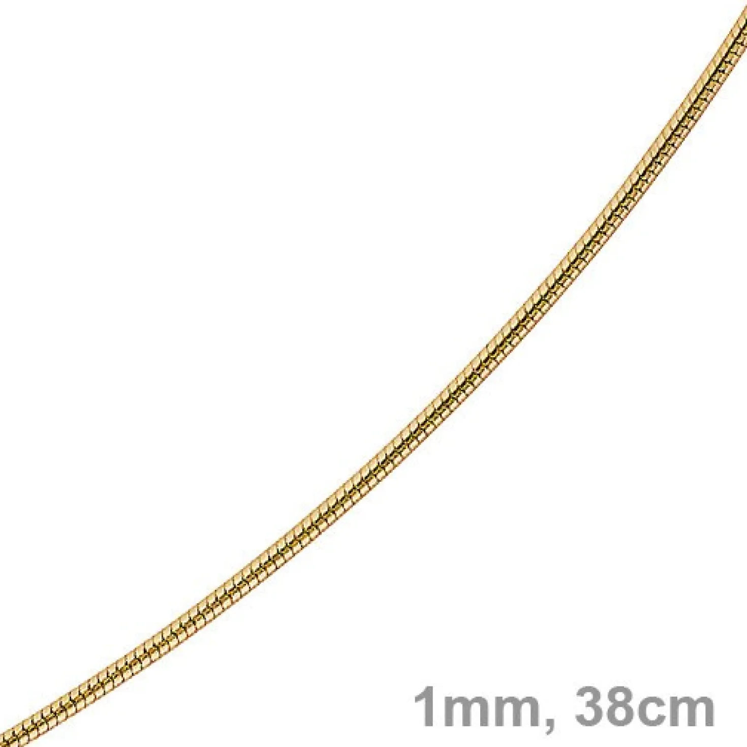 1mm Schlangenkette Kette Collier aus 750 Gold Gelbgold, Goldkette 38cm