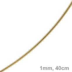 1mm Schlangenkette Kette Collier aus 750 Gold Gelbgold, Goldkette 40cm