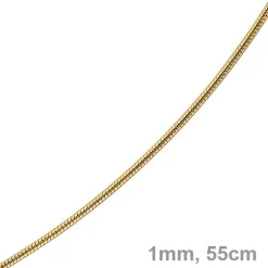 1mm Schlangenkette Kette Collier aus 750 Gold Gelbgold, Goldkette 55cm