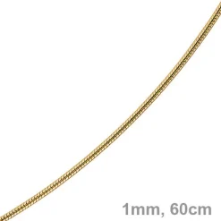 1mm Schlangenkette Kette Collier aus 750 Gold Gelbgold, Goldkette 60cm