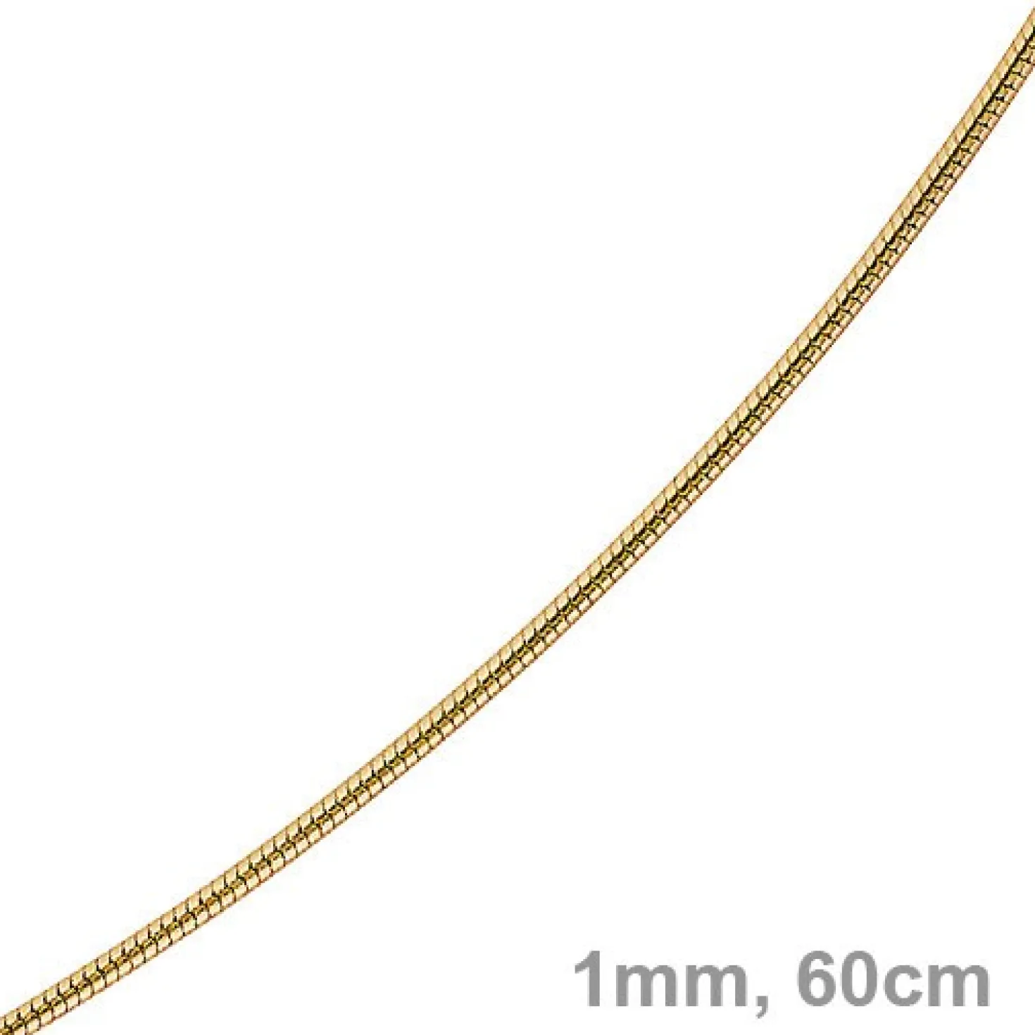 1mm Schlangenkette Kette Collier aus 750 Gold Gelbgold, Goldkette 60cm