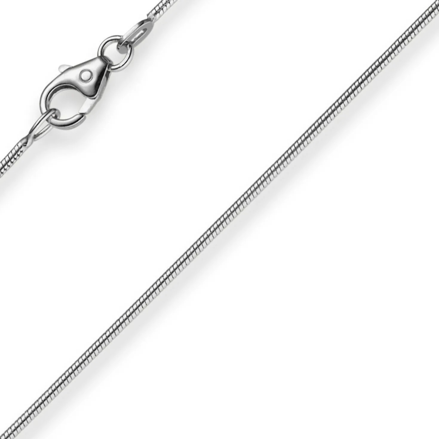 1mm Schlangenkette Kette Collier aus 585 Gold Weißgold, 38cm, Damen