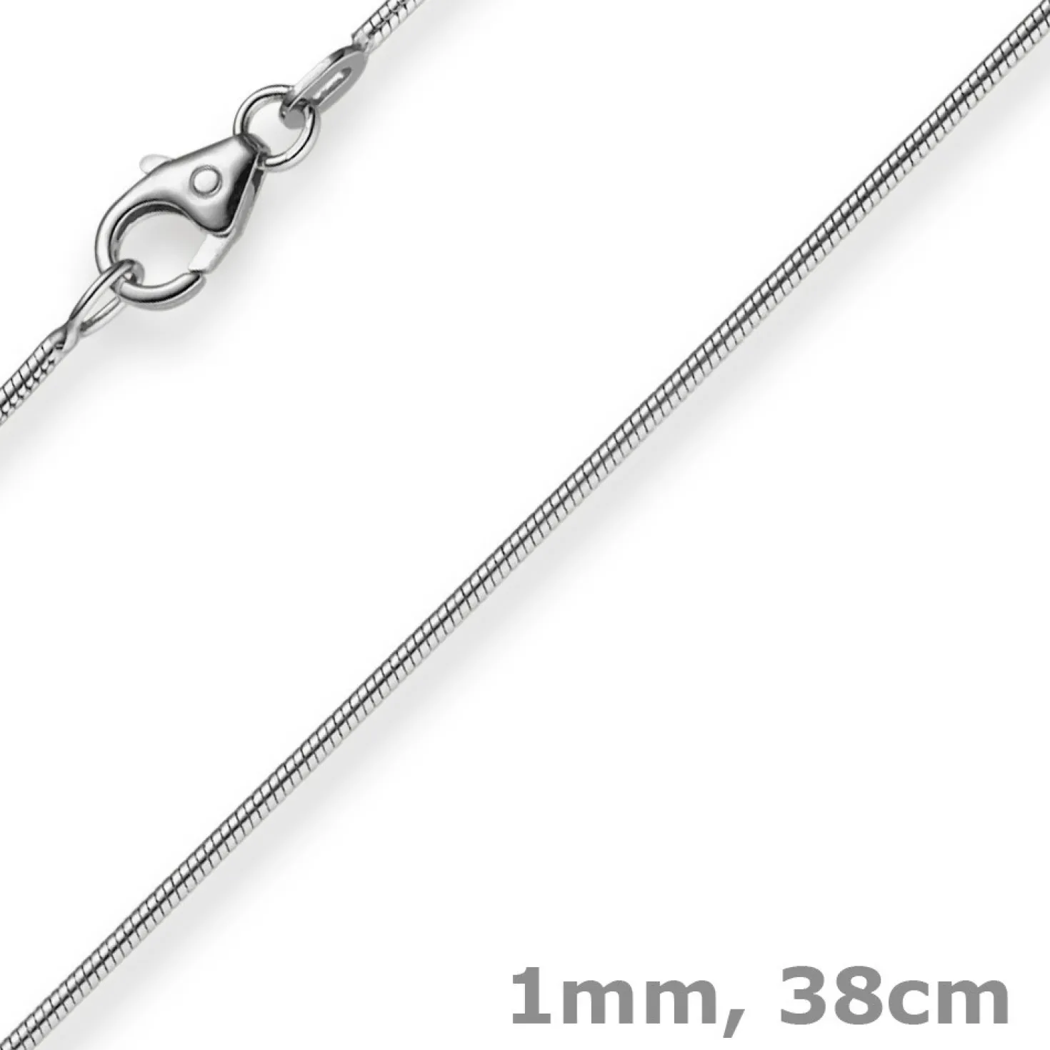 1mm Schlangenkette Kette Collier aus 585 Gold Weißgold, 38cm, Damen