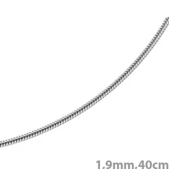 1,9mm Schlangenkette Kette Collier aus 585 Gold Weißgold, 40cm, Damen