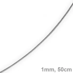 1mm Schlangenkette Kette Collier aus 585 Gold Weißgold, 50cm, Damen